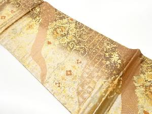 引箔華文に鳳凰・花唐草模様織出し袋帯